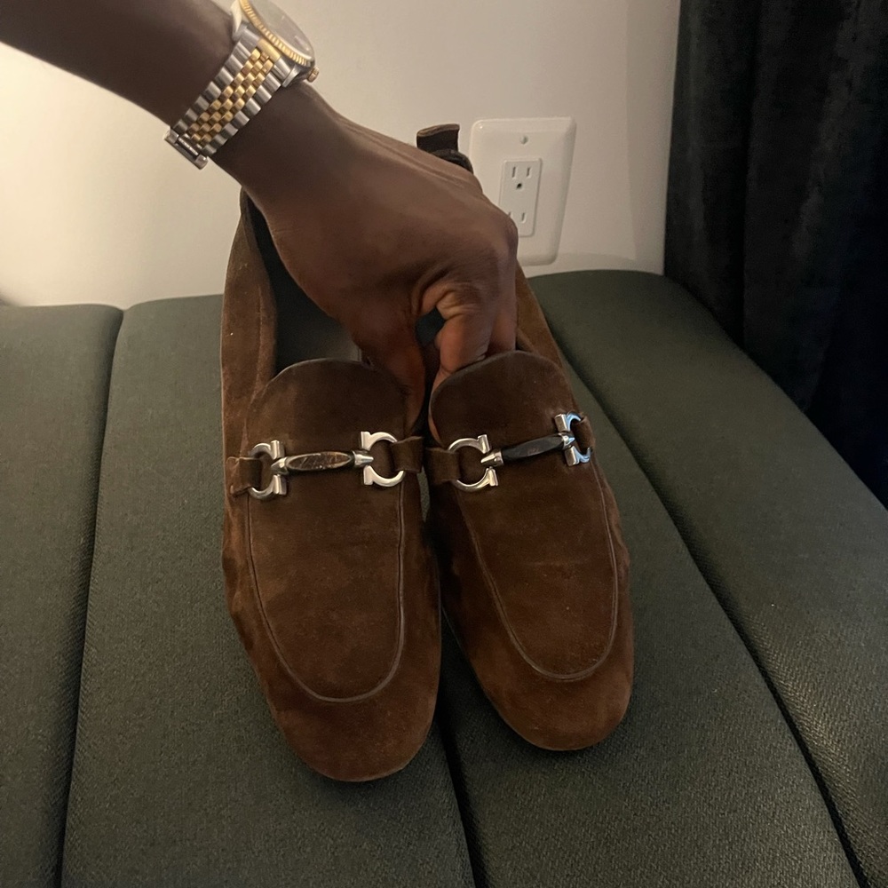 ferragamo Suade loafers size 9 1/2 fits 9.5-10